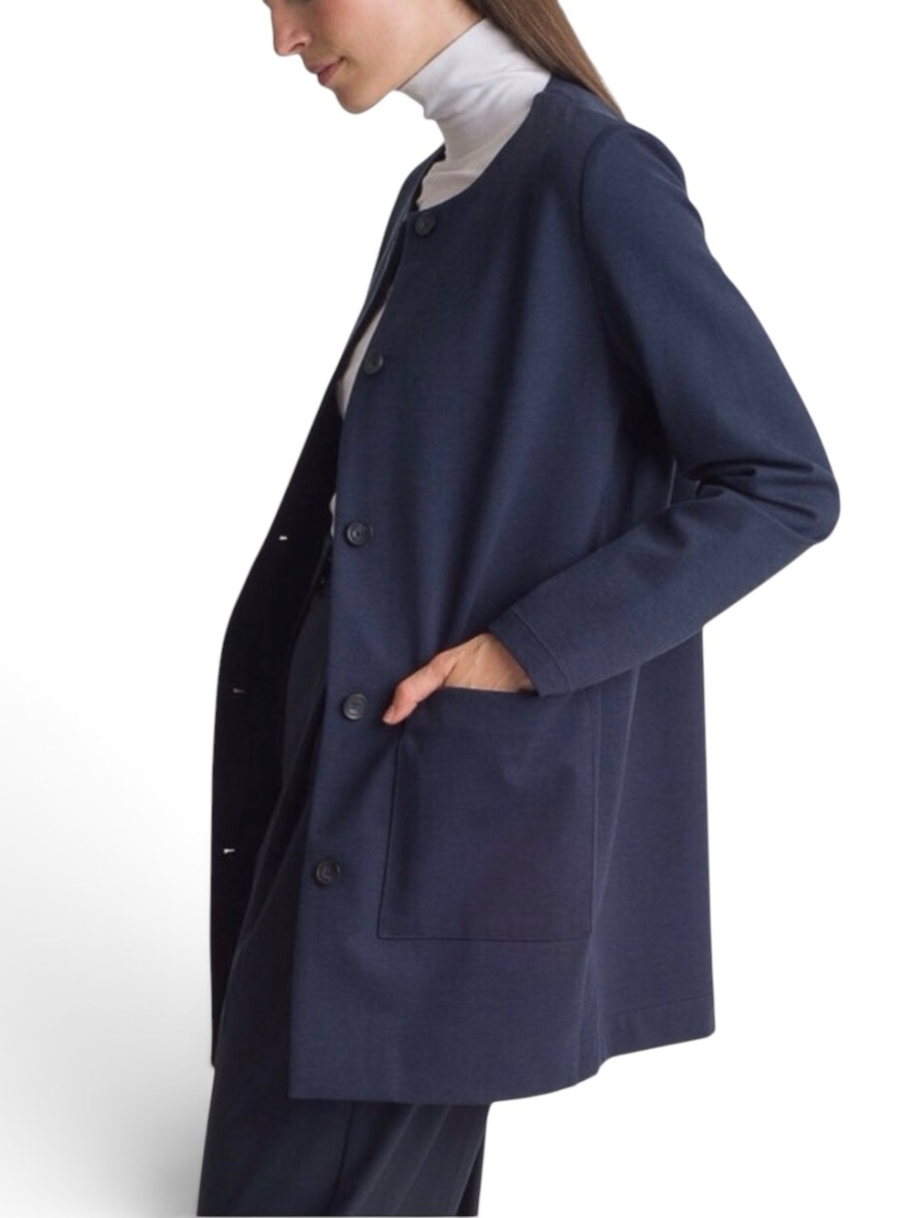 Kit and Ace Collarless Long Blazer Size S Black